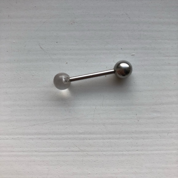 Chic silver & clear ball body jewelry/barbell bolt - Picture 2 of 5